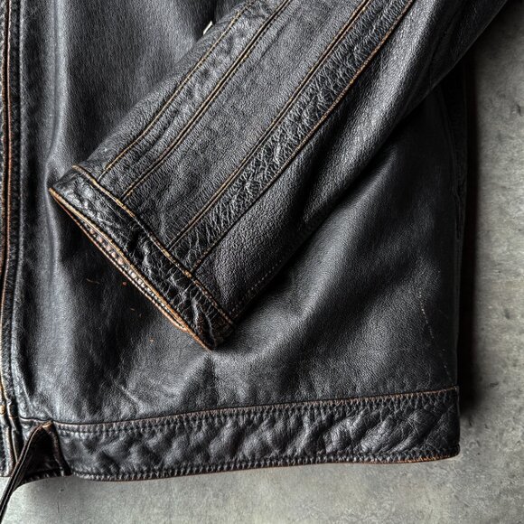 DANIER - Distressed Mens Leather Moto Jacket - 2XLT - Picture 3 of 10